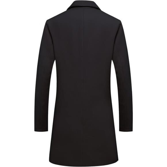 Men's Classic Wool Trench Overcoat Single Breasted Mid Long Wool Blend Top - Picture 2 of 8
